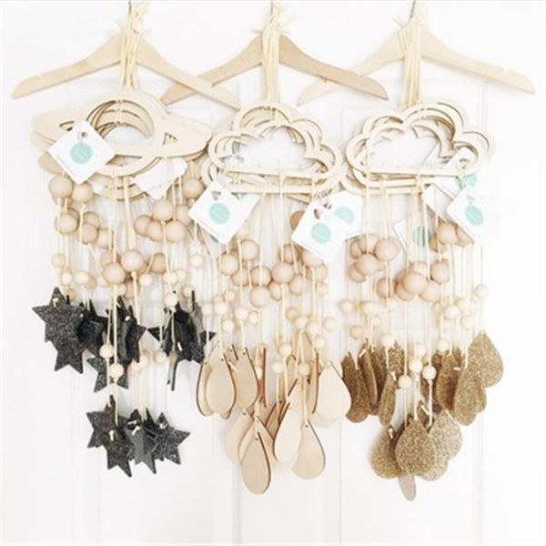 

baby bed hanging nordic style wood hollow cloud raindrop hanging pendant decoration for baby bedroom wall curtain dÃ©cor
