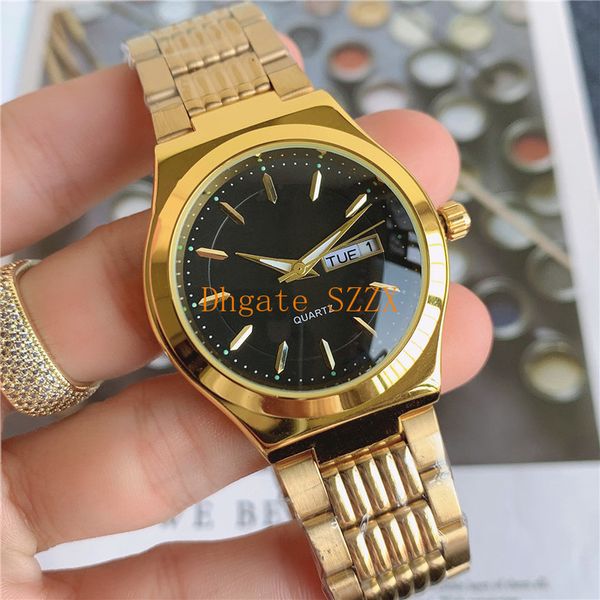 

7-mens business fashion casual calendar watch stainless steel strap sports cocktail party mens gift quartz japanese men, Slivery;brown