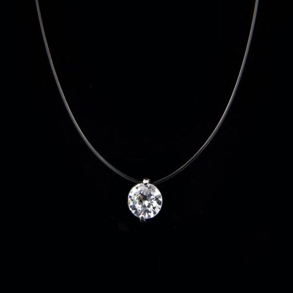 

pendant necklaces female transparent fishing line necklace silver color invisible chain women rhinestone choker