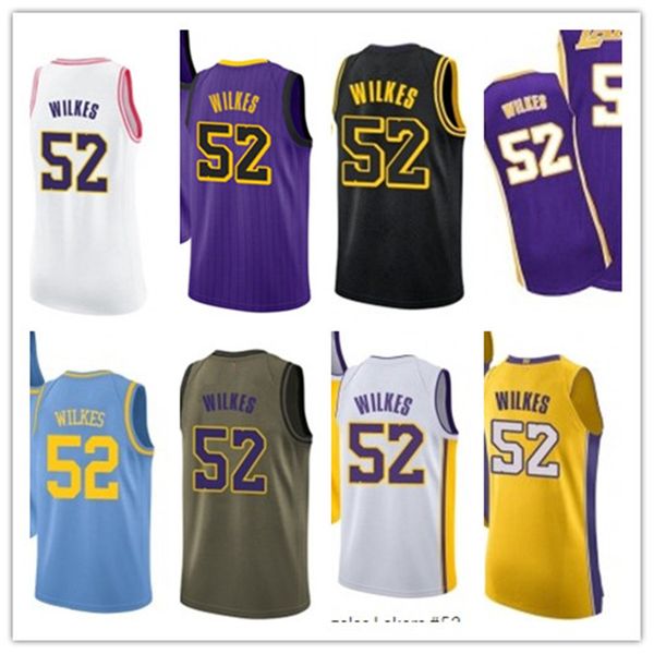 

custom leave name number 52 jamaal wilkes white black yellow blue green brown basketball jersey men women youth jerseys, Black;red