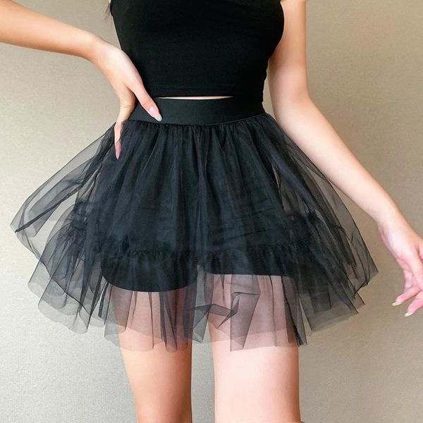 

skirts yyxz summer fashion slim cute solid color high waist elastic sml black woman casual ball gown skirt lady a-line mesh