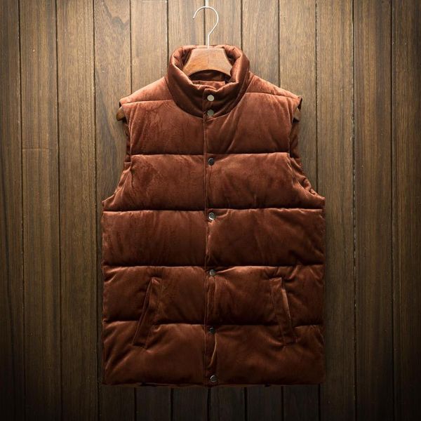 

men's vests the winter 2021 adolescent leisure collar ma3 jia3 velveteen pure color warm vest, Black;white