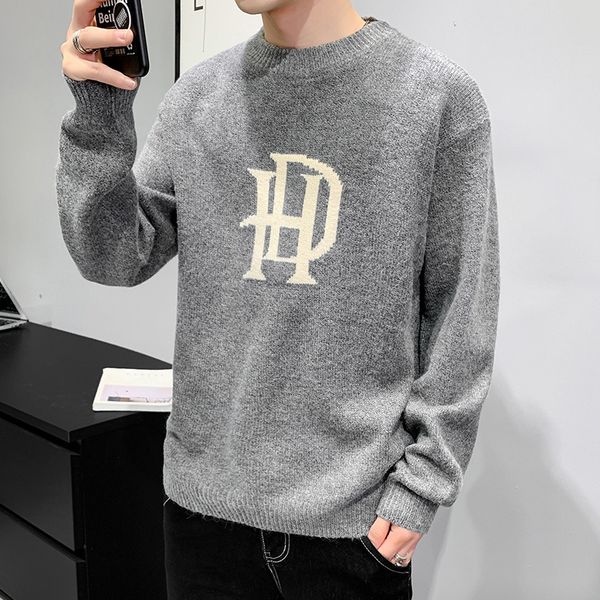 

sweater male 2021 winter new men's sweaters korean round neck pullover loose casual long-sleeved warm sweatshirts py3n, White;black