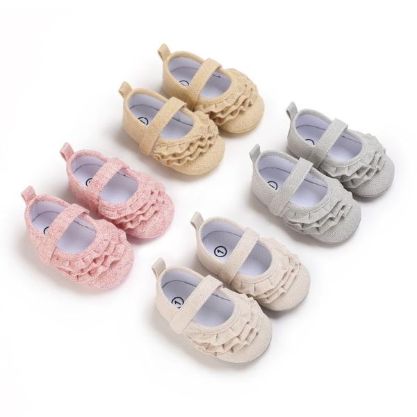 

first walkers girls non-slip solid color born kids casual princess shoes with ruffle autumn spring baby