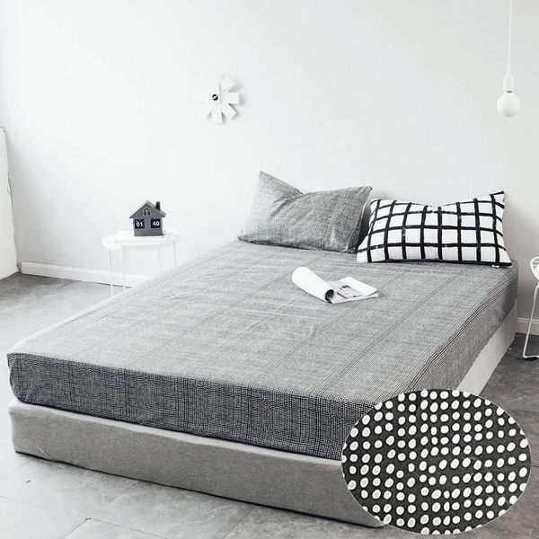 

sheets & sets lagmta 1pcs 100%cotton black white fitted sheet mattress cover four corners with elastic band bed