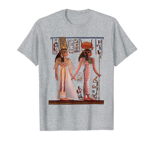 

goddess isis holding hand of queen nefertari old egypt gift t-shirt, White;black