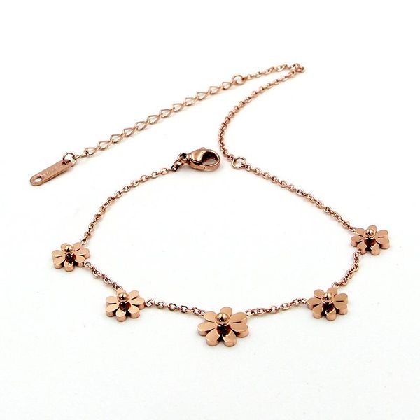 

charm bracelets fashion stainless steel better small daisy flower bracelet bangle adjust size rose gold color lady woman wedding party gift, Golden;silver