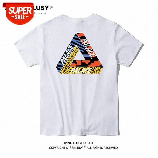 

street triangle men's short-sleeved flow couple t-shirt men and women pure cotton loose #f925, White;black