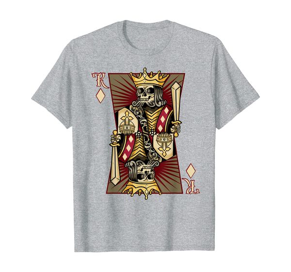 

skull king card skeleton dead playcard graphic cool gift t-shirt, White;black