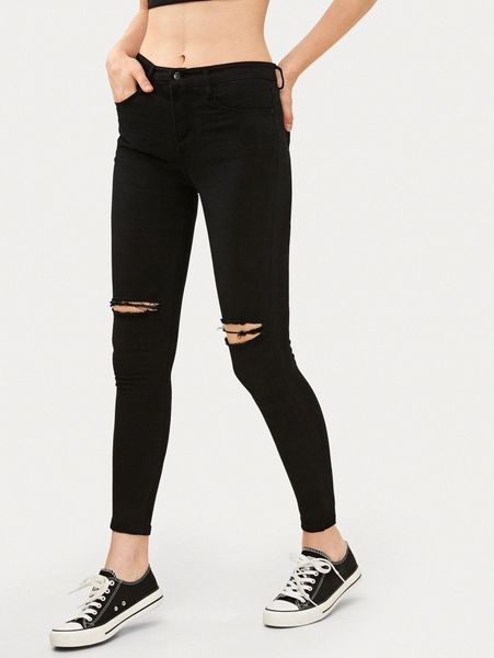 

high-waisted ripped skinny jeans m2iy#, Blue