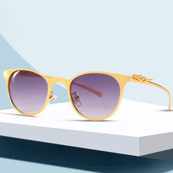 

sunglasses leopard head full frame men's round cat's eye glasses women's metal optical, White;black