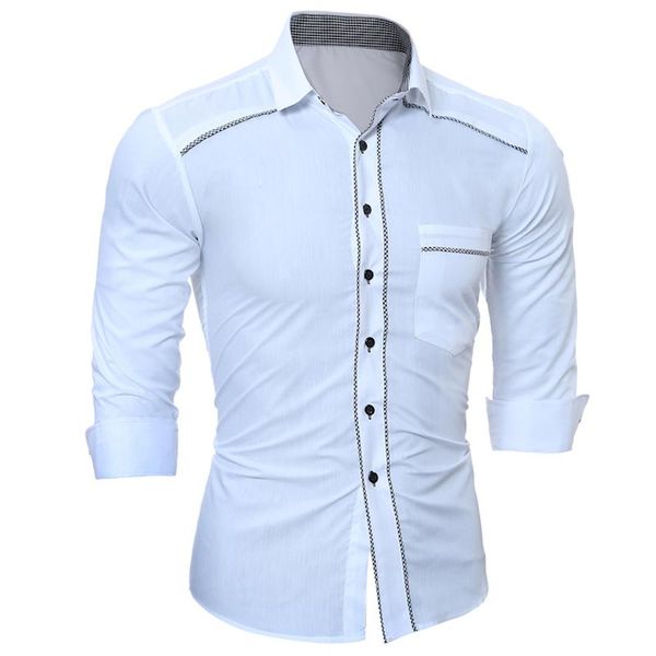 

men's casual shirts 2021 men europe size arrivals slim fit male shirt solid long sleeve british style cotton office, White;black