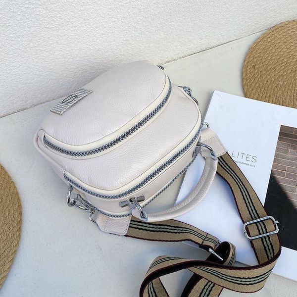 

shoulder bags 2021 fashion solid color soft cowhide leather women's handbag roomy wide strap female bag all-match totes