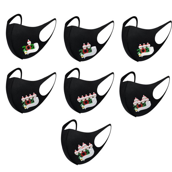 

2020 christmas greetings ornaments printing face mask dust-proof breathable fashion ice silk cotton mask for men and women xmas face masks