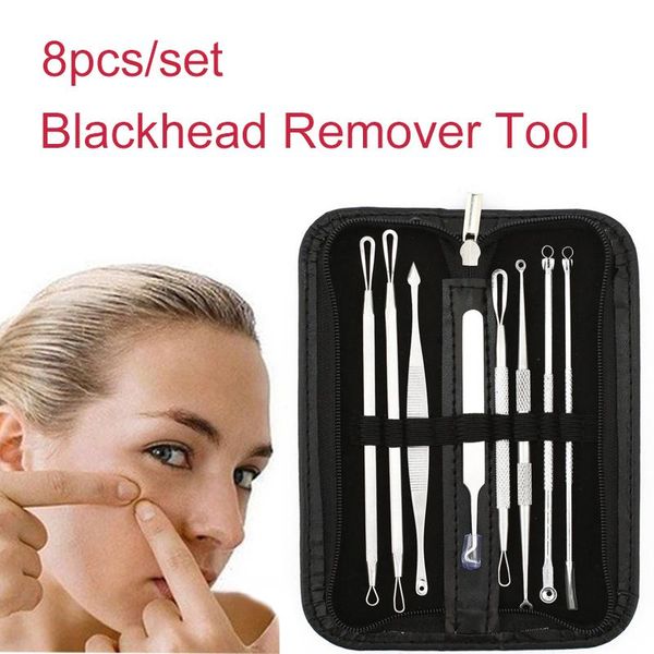

cleaning 1set stainless steel extractor blackhead remover needles acne pimple blemish treatments face skin care sets beauty tool