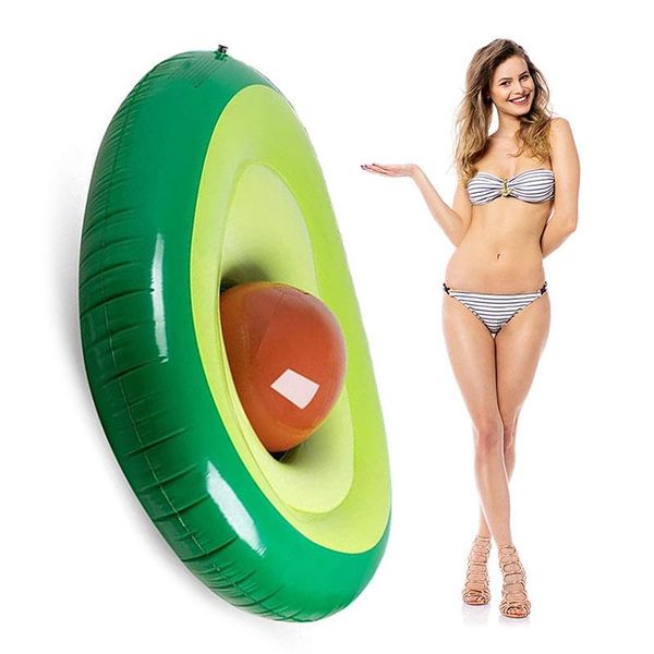 

life vest & buoy giant inflatable avocado swimming ring with ball fun summer float pool raft lounge beach party toys for kids adults