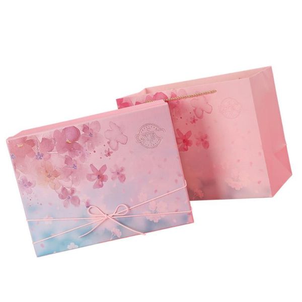 

1set birthday gift box christmas packaging case sakura design paper case