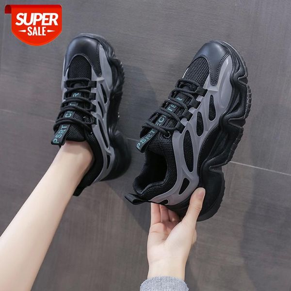 

women platform chunky sneakers black high lace-up casual vulcanize shoes luxury designer old dad female fashion sneakers 2020 #uu5u