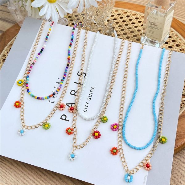 

vintage boho flower pearl choker necklace for women female fashion beaded pearl necklace collier fashion holiday jewelry gift, Silver