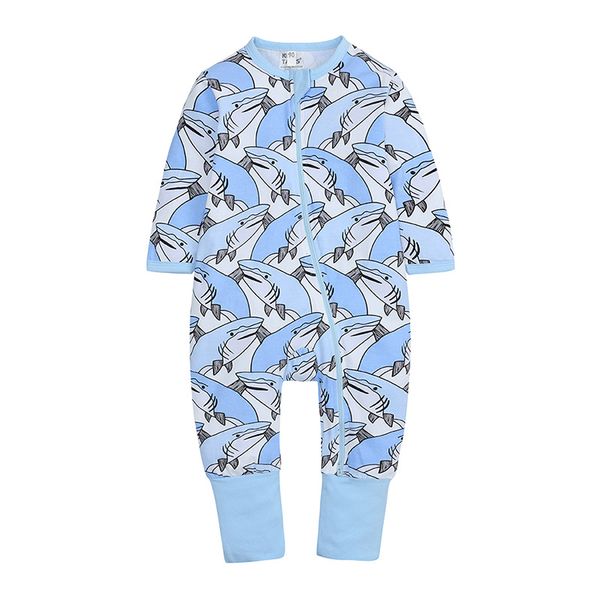 Sonbahar Bebek Tulum Baskı Yenidoğan Bebek Kız Uzun Kollu Zip Romper Toddler Boys Bir Adet Tulum Bodysuit