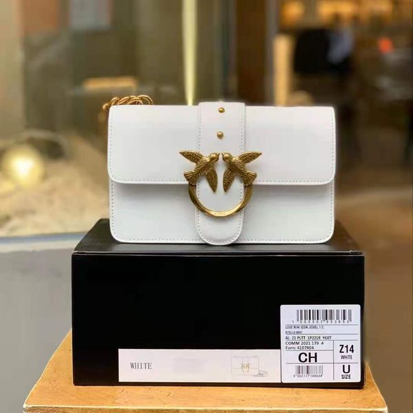 

outlet 2021 basic swallow tea gold metal cowhide small square one shoulder shoe chain bird bag designers handbag yw pniko