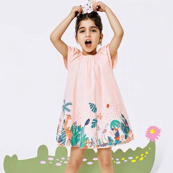 

girl's dresses baby girl summer dress toddler kids girls round neck cartoon animal print princess outfits clothes vestido, Red;yellow