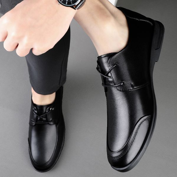 

dress shoes 2021 classic man genuine leather formal office business flats wedding oefx, Black