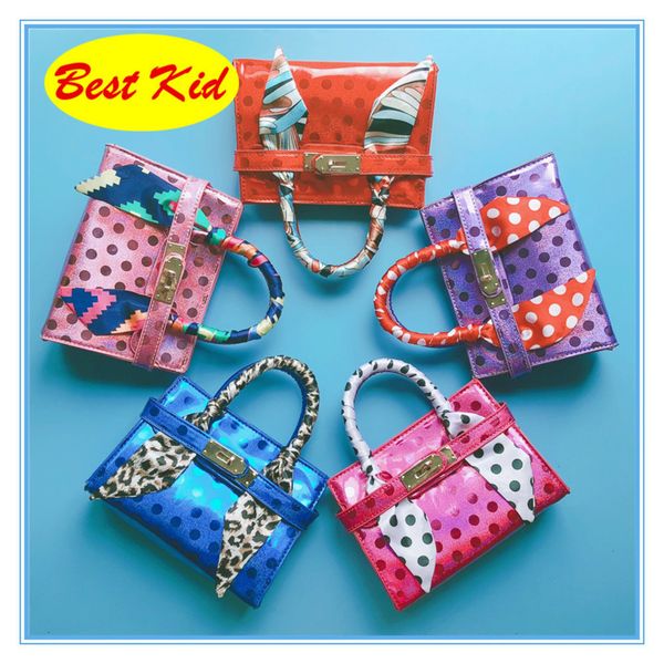 

childrens dot design pu leather handbags girls small size totes for party toddlers mini purse kids new bags, Black