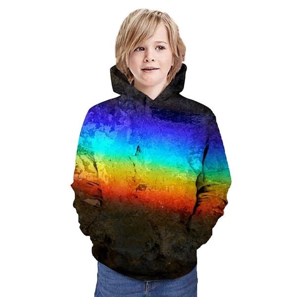 

three-color printing kids 3d printing pullover hoodie boy/girl/girl fashion soft hoodie hooded sweater, Black