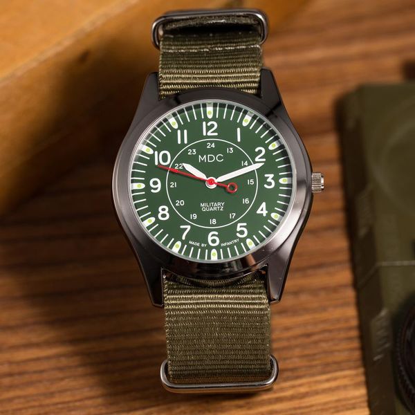 

wristwatches mens watches 2021 mdc military quartz watch for men luminous thin nato strap army relogio masculino, Slivery;brown