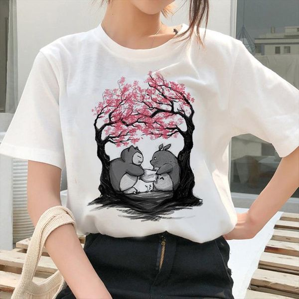 

funny totoro spirited away studio womens t shirt ghibli japanese anime graphic tee female, White