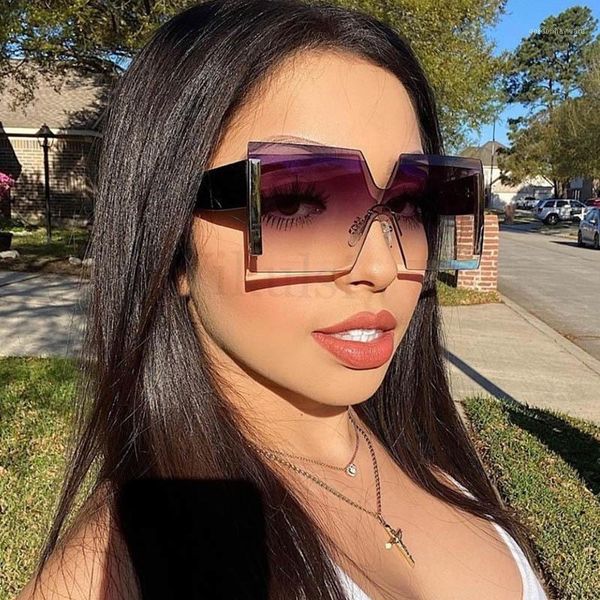 

gradient purple shades oversized sunglasses for women retro gold square sun glasses men beach travel sunscreen uv400, White;black
