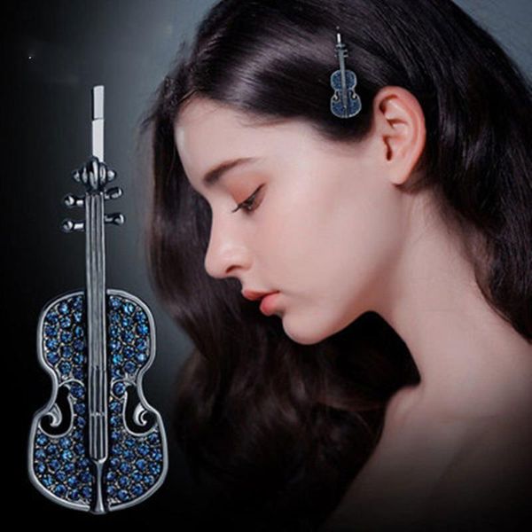 

hair clips & barrettes 2021 unique violin hairpin retro girl accessories fashion sweet lovely crystal duckbill clip headdress, Golden;silver