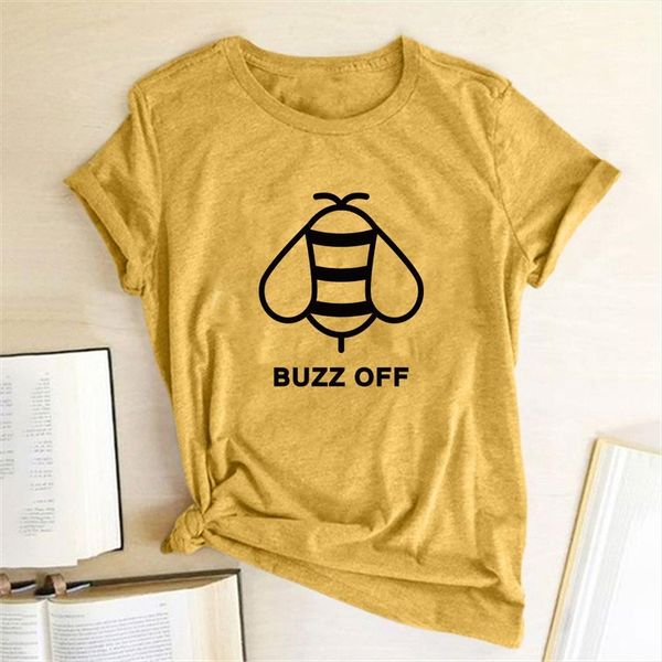 

bee buzz off print and mens t shirt women summer short sleeve for loose tee femme clothes camisetas mujer, White;black