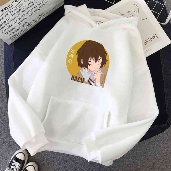 

fall bungou stray dogs anime print hoodie student casual basic kpop oversized streetwear sudadera mujer korea style sweatshirt 210805, Black