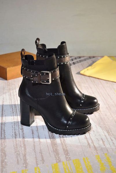 

luxurys leather ankle boots for women designers 2021 brown printed black chunky heel fashion martin boot platform style womens lady winter s