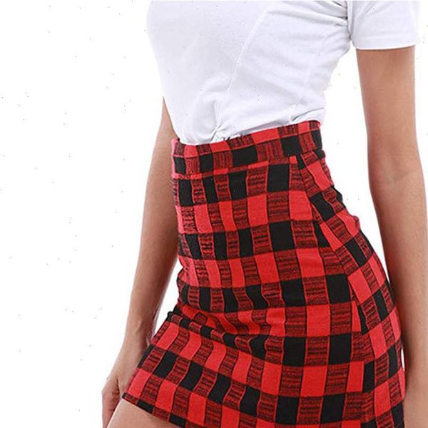 

womens casual skirt plaid slim high waist zipper package hip fashion ladies mini pencil skirt 2021 spring new 0205, Black