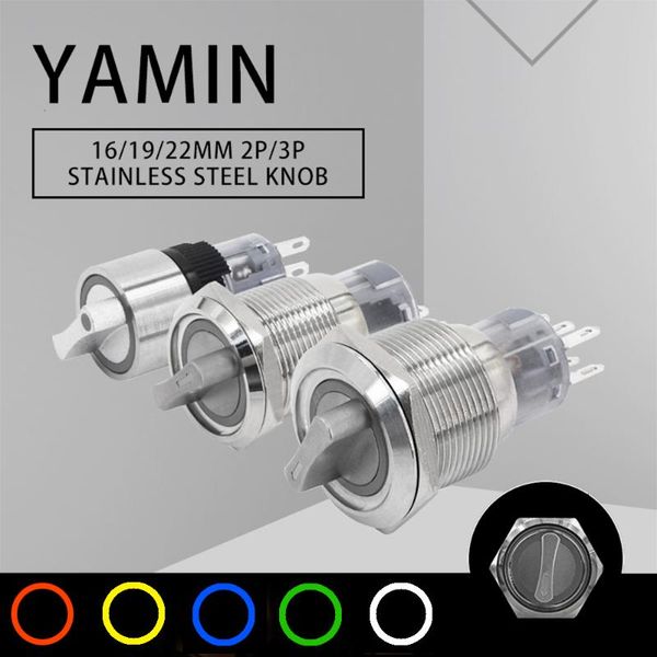 

smart home control 16/19/22mm push button switch stainless steel metal knob waterproof 2/3 positions with light signal lamp indicator diy