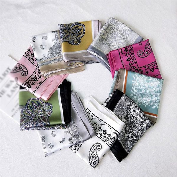 

scarves kerchief neck wrap diy silk satin bandana cashew square scarf shawl hair tie hats bags accessories, Blue;gray
