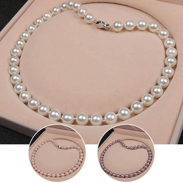 

chains vintage style simple 6/8mm pearl chain choker necklaces for women wedding party elegant statement necklace fashion jewelry gifts, Silver