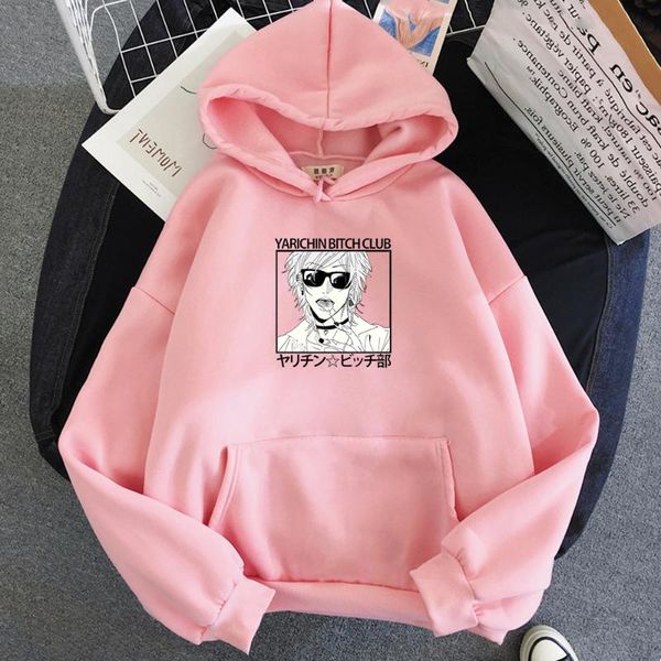 

men's hoodies & sweatshirts yarichin club japanese anime women men sweatshirt 2021 spring/autumn fashion harajuku pullover hoody, Black