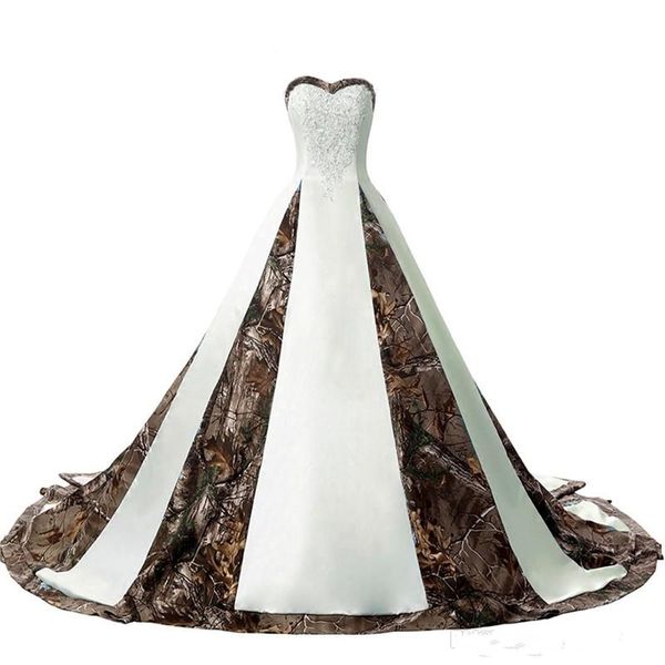 Elegantes Vintage-Camouflage-Hochzeitskleid in Übergröße mit Herzausschnitt 2021, A-Linie, Korsett-Rücken, Perlenapplikationen, großer Zug, Vestidos de Noiva