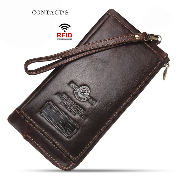 

wallet black angel cowhide trend men's rfid anti theft brush hand bag, Red;black