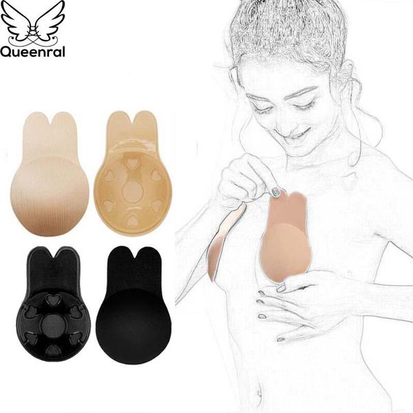 

queenral push up strapless bra 3 pairs 5 pairs 10 wholesale adhesive bra cover reusable silicone invisible lingerie, Red;black