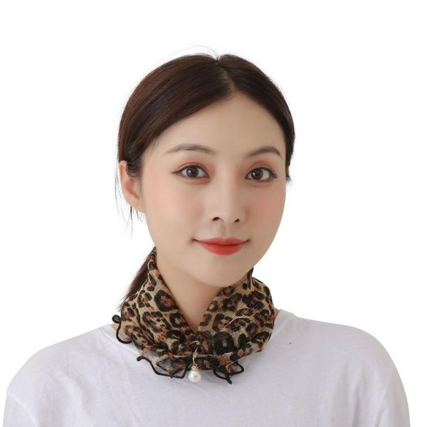 

scarves fashionable pearl bib scarf simple wild wooden ears gold thread lace women's casual print ever-changing for ladies, Blue;gray