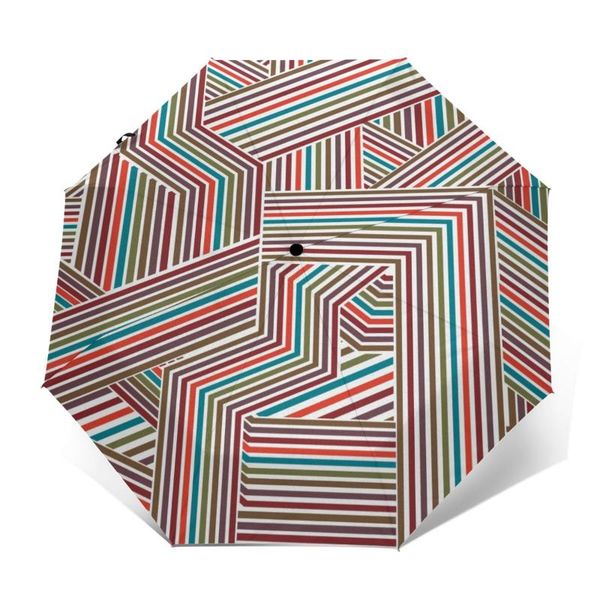 

umbrellas automatic umbrella colorful stripes three-fold women men rain