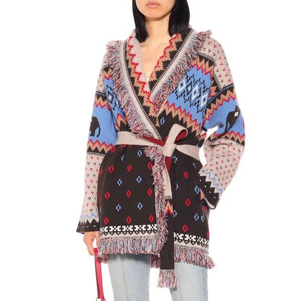 

women's sweaters winter women cashmere cardigan jacket sweater vintage boho tassel long knitted wool coat female outwear 0e6q, White;black