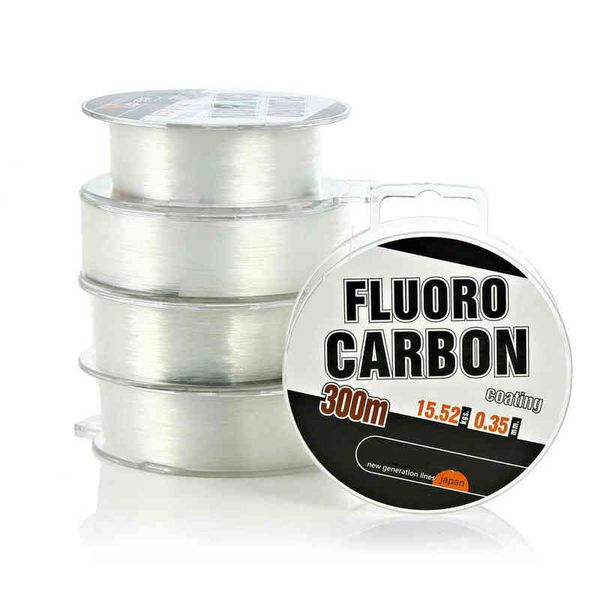 2pc de alta qualidade de 300m Linha de pesca de fluorocarbono monofilamento Nylon Fibra de fibra de arame forte pesca com pesca de carpa W220307