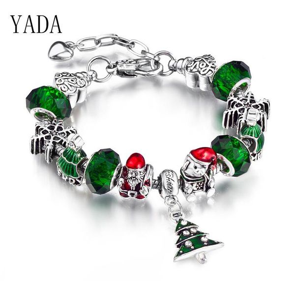 

charm bracelets yada gifts ins green christmas tree bracelets&bangles for women crystal jewelry bracelet bt200190, Golden;silver