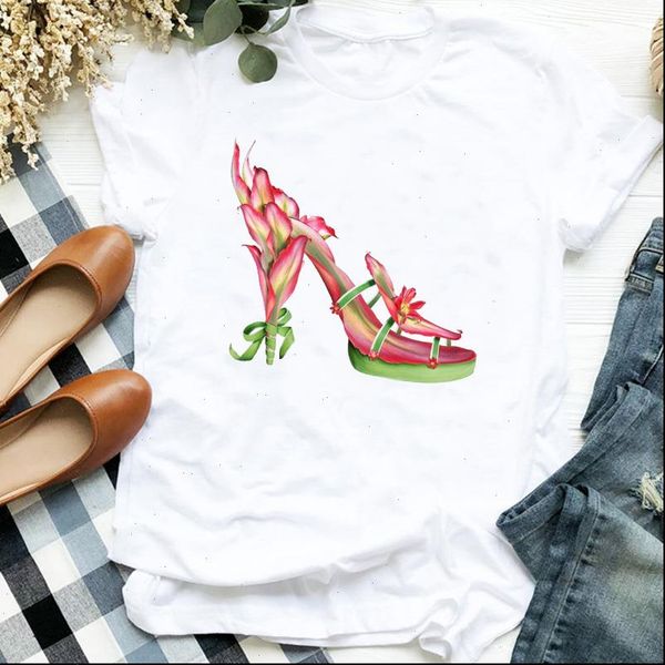 

women lady floral short sleeve print summer autumn print ladies t tee womens shirt clothes tshirt female graphic, White